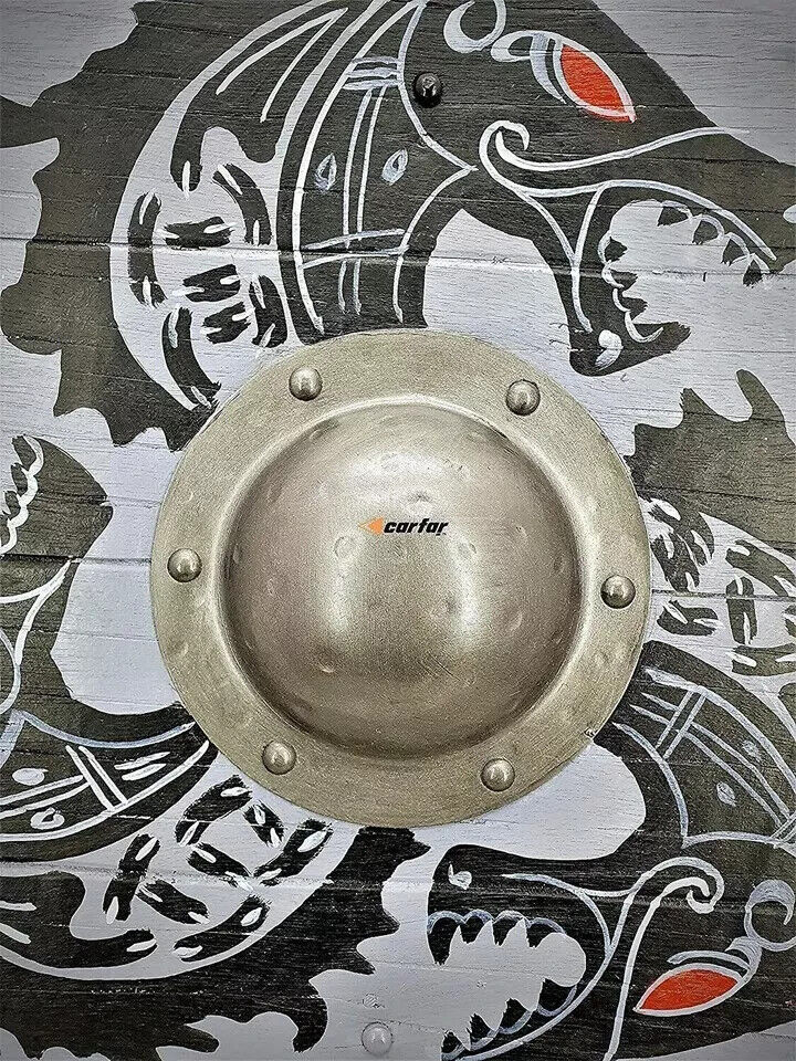 Medieval Wooden Round Viking Shield Unique dragon Design Shield .
