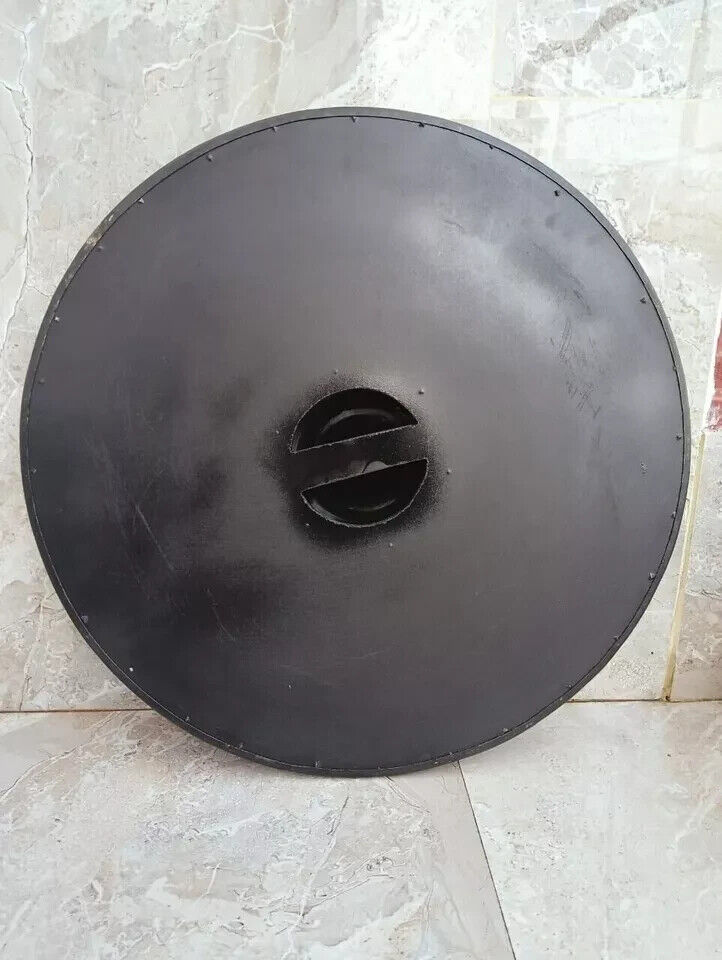 Fenrir Red Wolf Viking Shield – 24" Handcrafted Wooden Round Shield | Battle-Worn Norse Decor | Medieval LARP & Cosplay Armor Prop