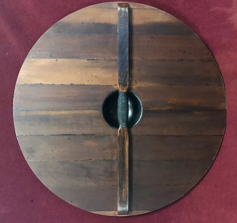 Authentic Handmade Viking Shield 24" – Yellow & Black Sunburst Design | Jarl Borg Battle Ready Norse Wooden Shield for LARP, Cosplay & Wall Decor
