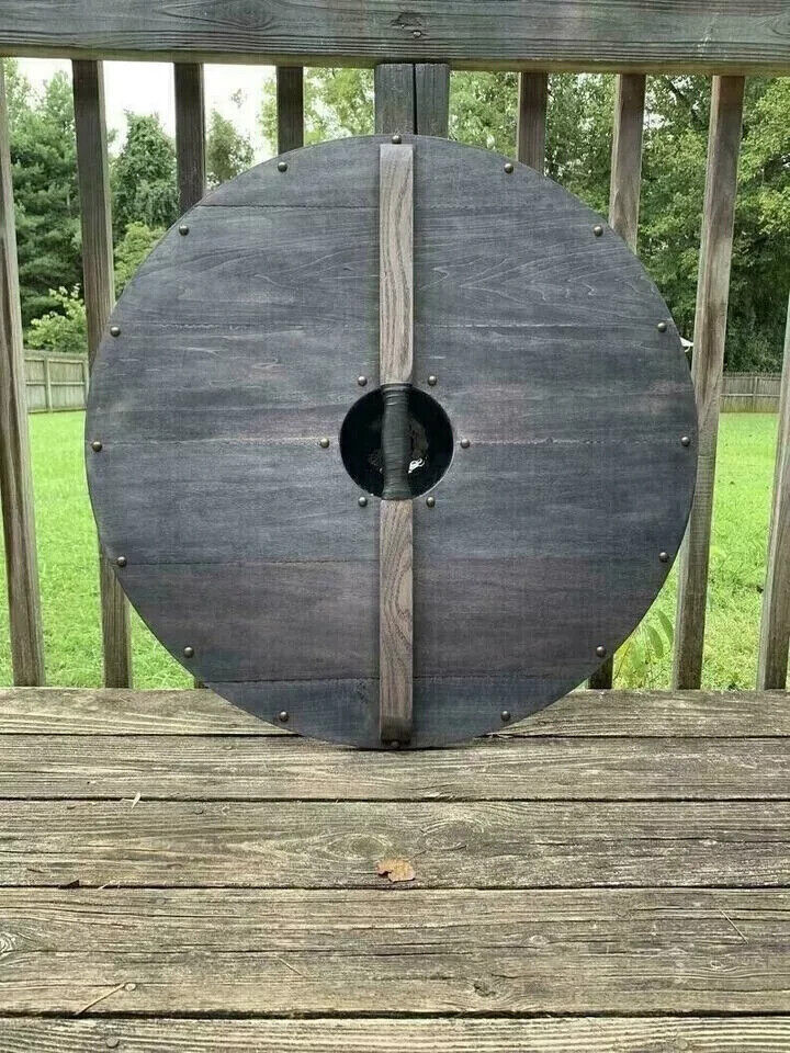 Viking Shield , Dragon Valhalla Wooden Round Shield , Triple Norse Black Beast Battle Shield , Halloween Gift