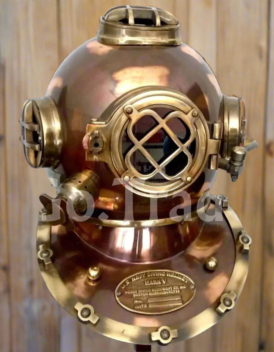 Retro US Navy Mark V Antique Diving Divers Helmet Brass Steel Full Size Maritime