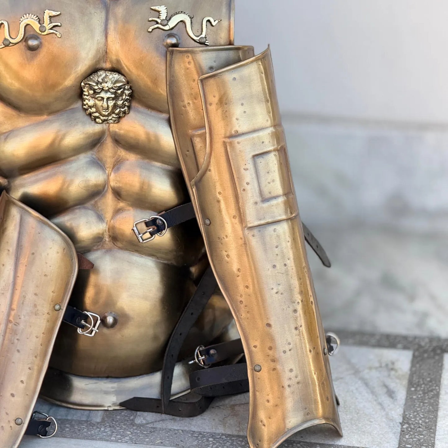 Spartan Armor Set – Full Muscle King Leonidas 300 Spartan Costume | Medieval Greek Armor with Helmet, Arm & Leg Armor | Perfect Christmas Gift for Cosplay & Reenactments