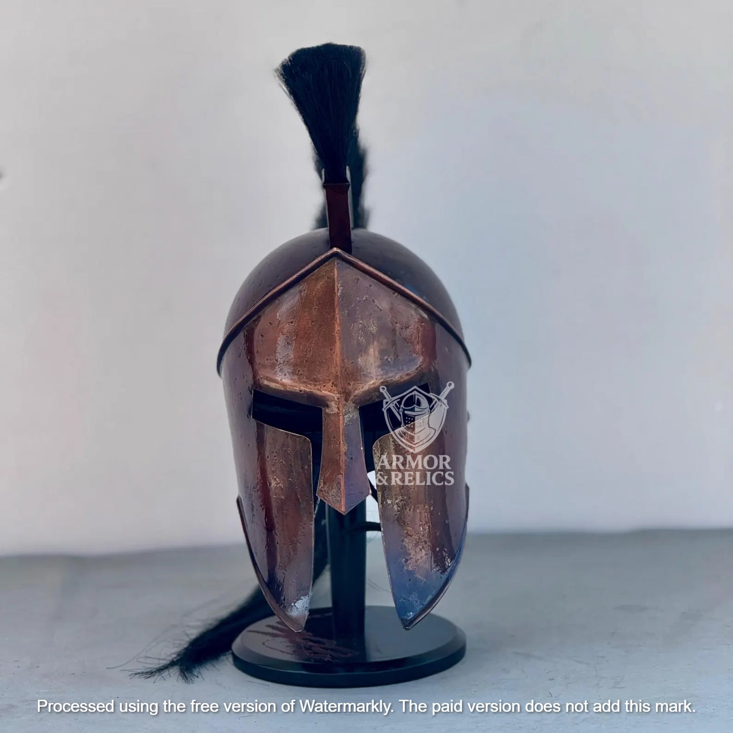 Spartan Helmet – Authentic King Leonidas 300 Movie Replica | Steel Knight Helmet with Wooden Stand