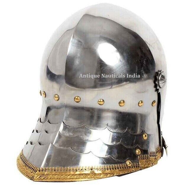 Medieval German Gothic Sallet Helmet with Steel Gorget Neck Armour Reenactment