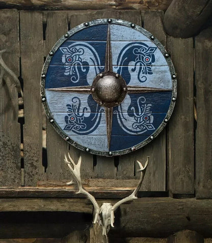 Drakkar Nautical Ship Viking Shield Battleworn Wooden Viking Round Shield .