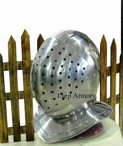 Helmet 20Ga LARP Medieval Reenactment Knight Bascinet Armor Costume Warrior Gift