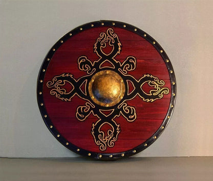 Wooden Viking Shield Round Authentic Battleworn Norse Battle Larp 24"