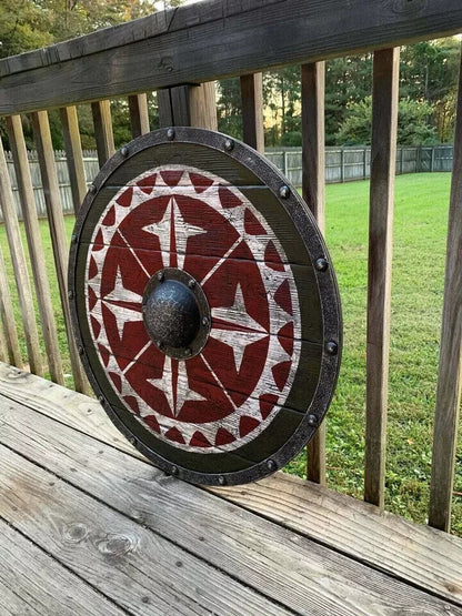 (Medieval Shield)Viking Shield 24" Wooden Shield Heavy Metal Fitted