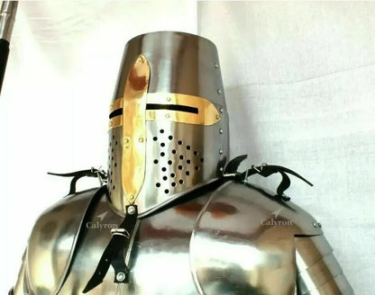 Medieval Brass Wearable Knight Suit Of Armor Crusader Gothic Full Body Armor