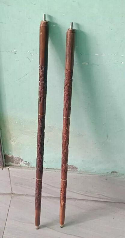 New Designer Solid Only Wooden Walking Shaft Stick Cane Antique Decor Lot Of 2