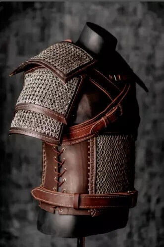 The Witcher Geralt of Rivia Cosplay Costume Brown Leather Armour Chainmail Belt