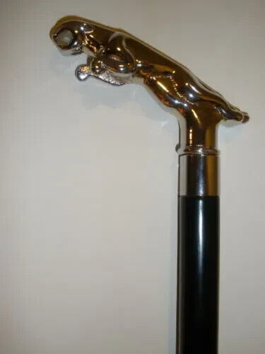 King Style Harvy Canes Solid Jaguar Brass Head Black Cane Walking Stock New Cane