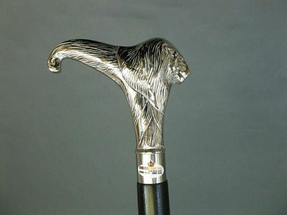 Walking Stick Cane Vintage Style Brass Solid Designer Lion Head Handle Wooden