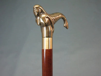 Decor Edwardian Brass Knob Handle Wooden Walking Stick Cane Handmade Gift ART