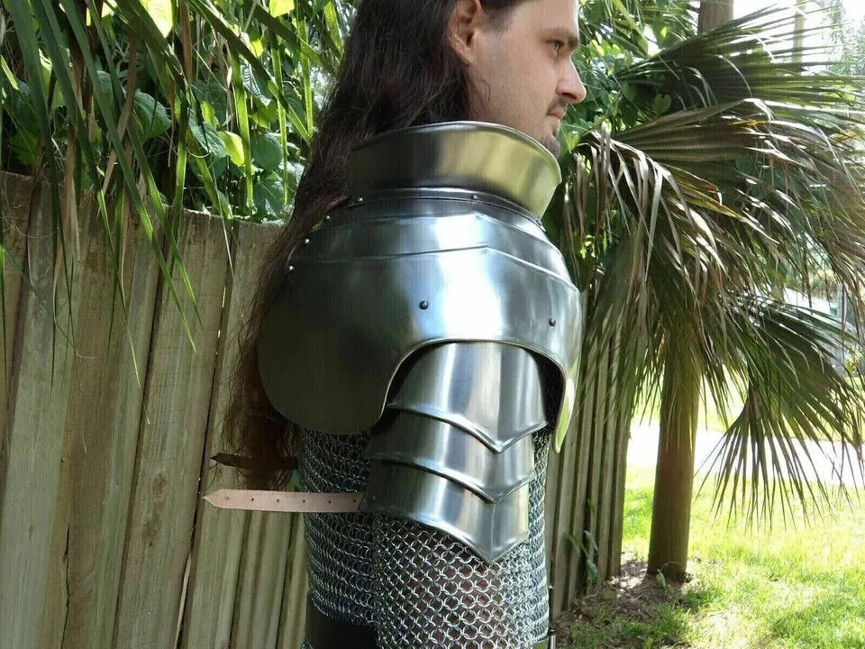 Medieval Gorget and Pauldron armor set hand made shoulder knight SCA & LARP