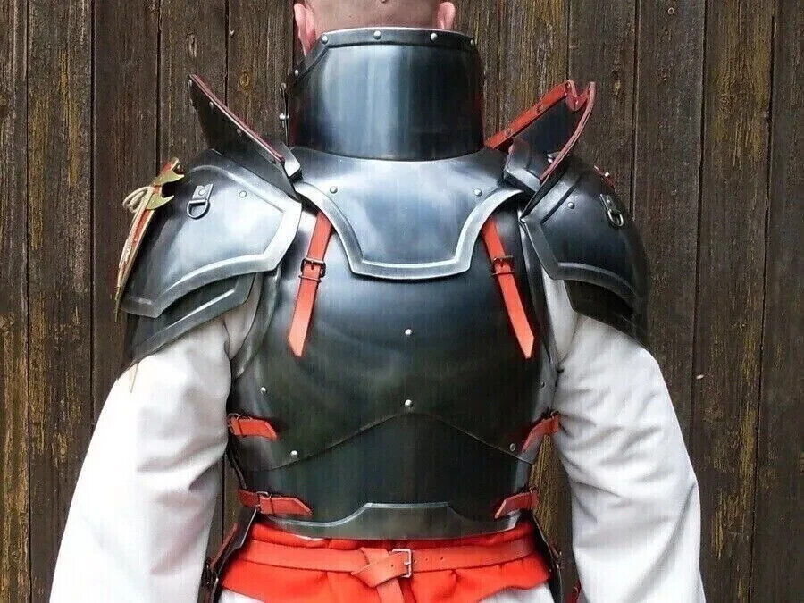 16GA SCA Steel Medieval Half Body Fantasy Armor Suit With Cuirass & Puldrons Set