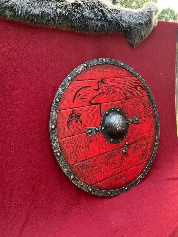 Medieval Wooden Viking 24" Round Shield Heavy Metal Fitted Ready For Battle