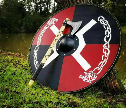 24 inch Wood & Metal MEDIEVAL Knight Shield Handcrafted Viking Shield RS4