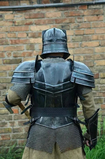 Medieval Steel Larp Warrior Kingsguard Half Body Armor Suit Knight Full SuitOpen