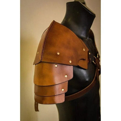 Medieval Leather Pauldrons Men Shoulder Armor