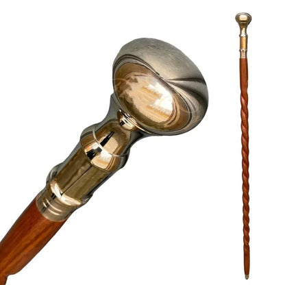 wooden Cane Royal look Solid Handmade Walking Stick Antique Vintage Golden Solid