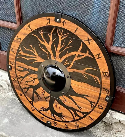 24 "Medieval Handmade Wooden Tree Viking Shield Viking Shield Battle Worn Shield