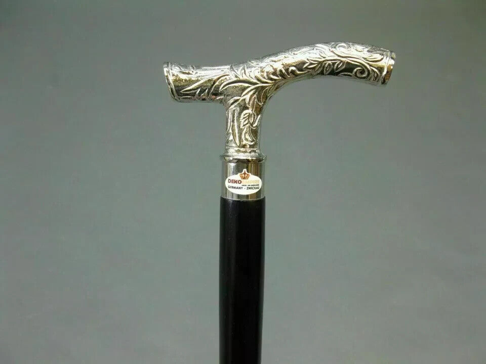 Silver Designer Brass Derby Head Walking Cane Vintage Wooden Black Stick Gift