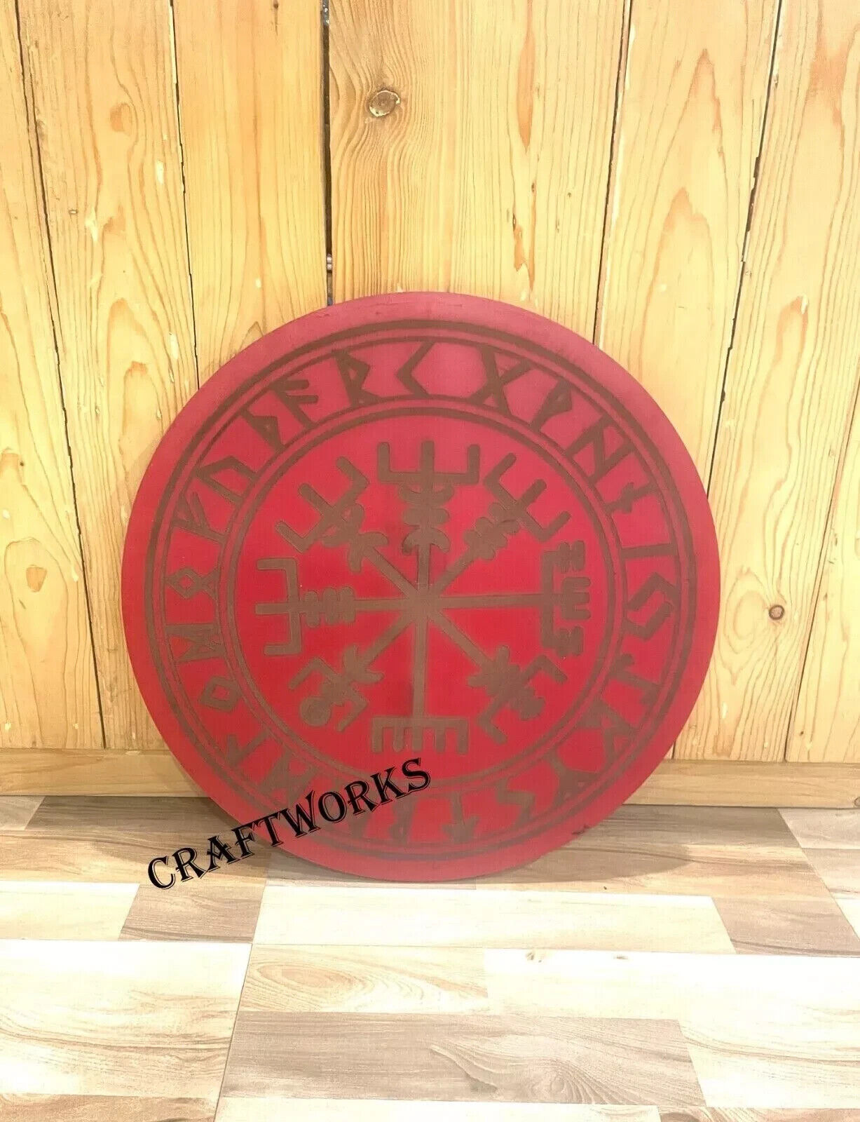 Christmas Norse Wooden Shield Red Viking Shield Medieval Viking Shield Battle