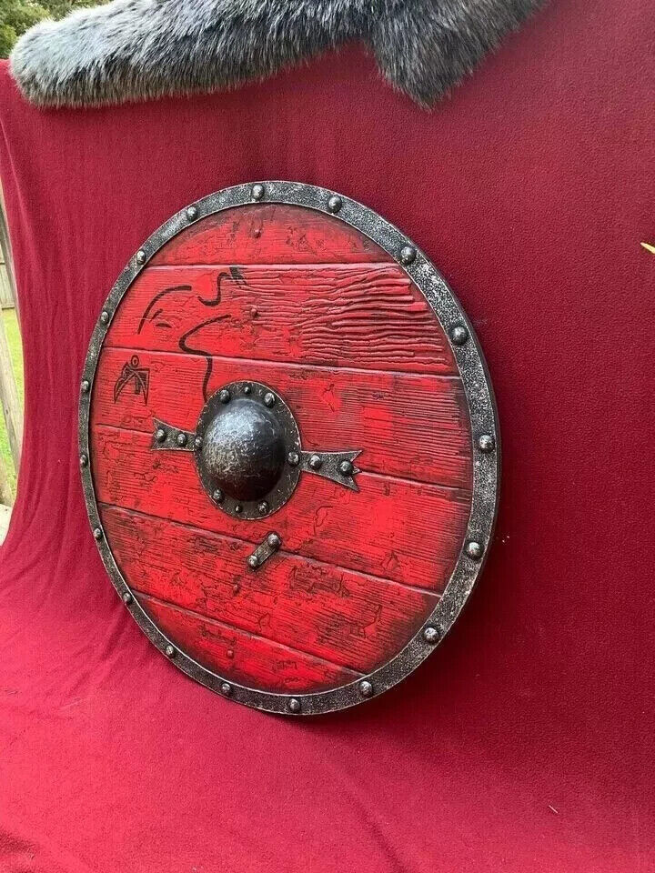 Medieval Wooden Viking 24" Round Shield Heavy Metal Fitted Ready For Battle