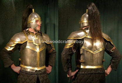 Medieval LOTR Elven Armor Cuirass With Pauldrons & Rohan Helmet