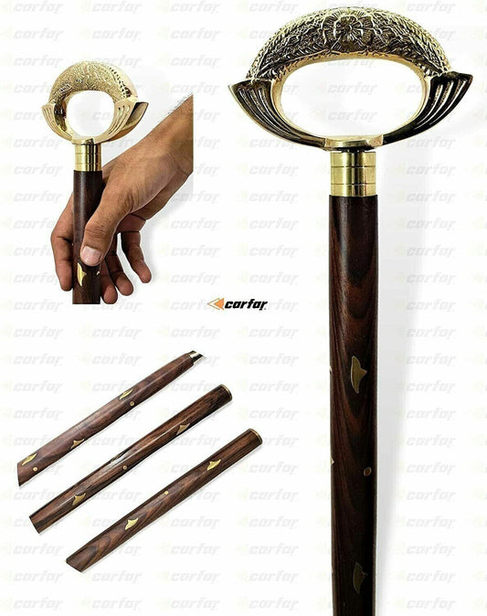 Walking Hand Cane Stick Designer Handmade Solid Brass Cane Stick for Men & Women