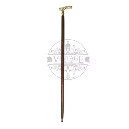 Vintage cane walking stick cane Victorian look Antique Brass Designer Handle