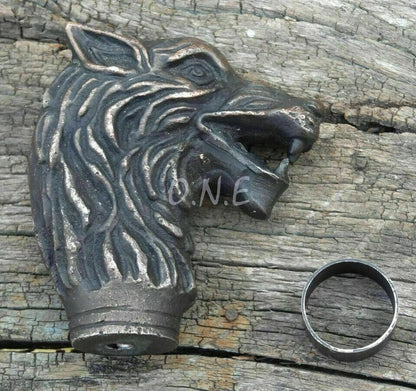 Antique wolf head Handle only For cane Walking Stick amazing Vintage best Gift