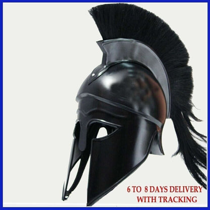 Greek Corinthian Helmet with Black Plume Knight Armour Medieval  Spartan Costume