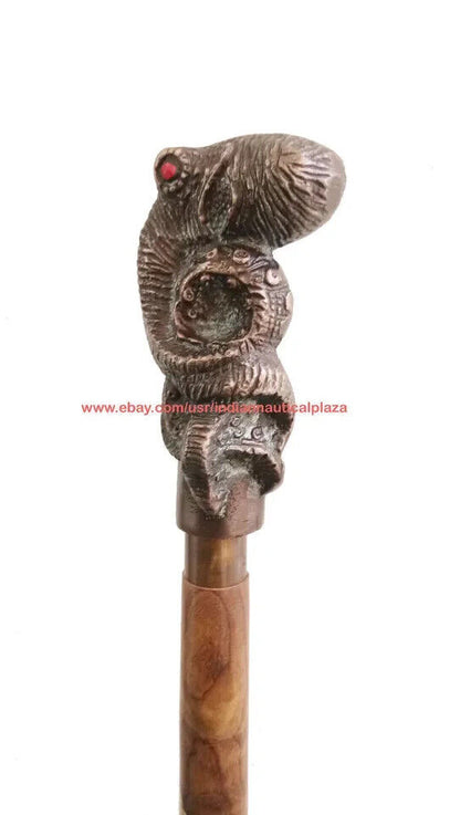 CLASSIC OCTOPUS HEAD HANDLE WALKING STICK CANE ANTIQUE HANDMADE SOLID STYLE GIFT