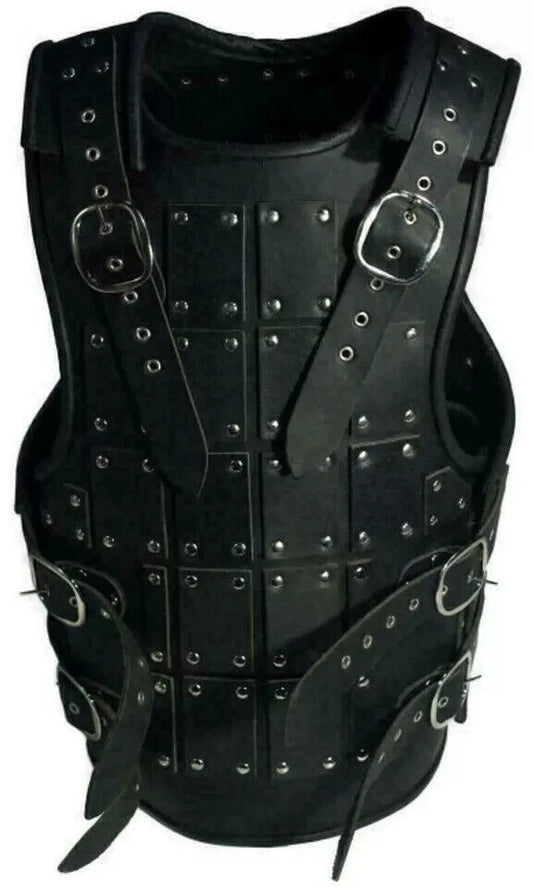 Medieval Viking Leather Body Armor LARP Cosplay Costume Black Breastplate