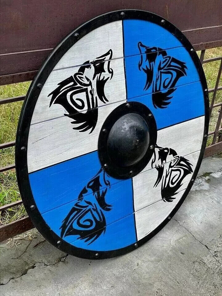 Valhalla 24" Viking Shield Medieval Wooden Viking Shield/Wolf Viking Shield