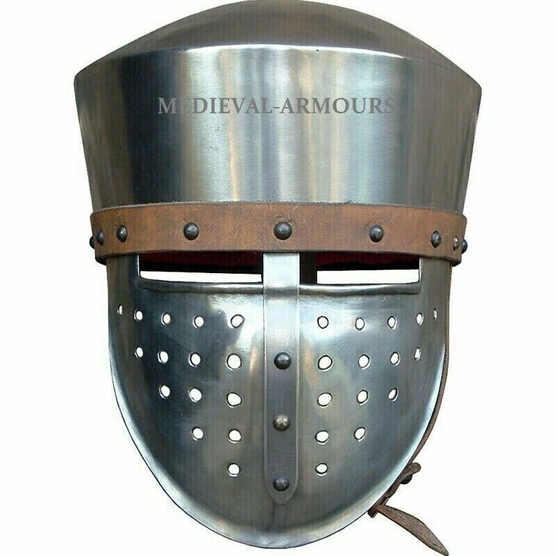 Helmet Medieval Armor Functional Crusader larp SCA Knight Battle Armour Gift