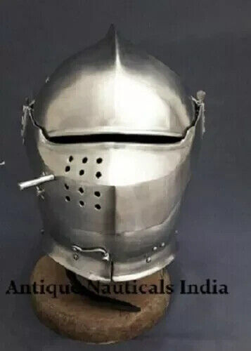 Medieval Close Helmet Knight Armor Steel Battle 18 Gauge Steel LARP Reenactment