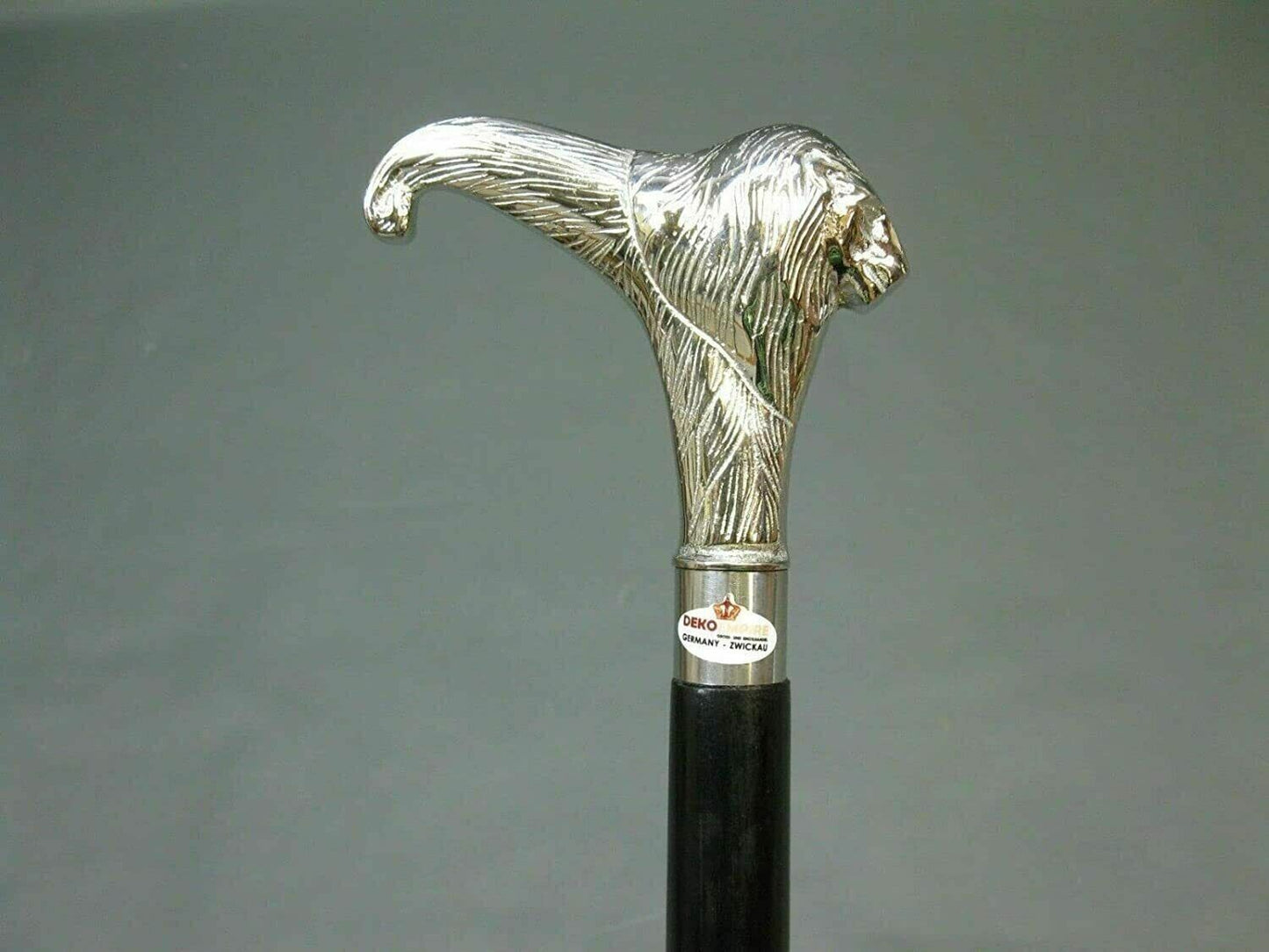 Walking Stick Cane Vintage Style Brass Solid Designer Lion Head Handle Wooden