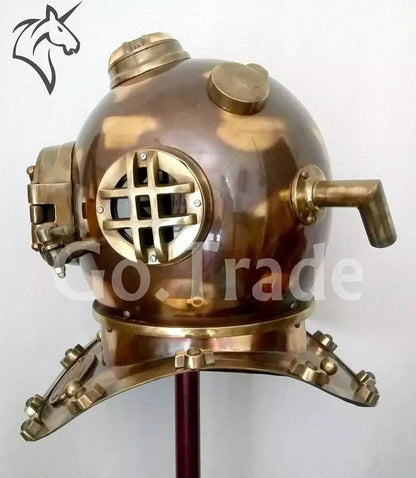 Retro US Navy Mark V Antique Diving Divers Helmet Brass Steel Full Size Maritime