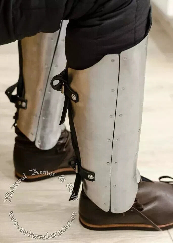 Medieval Legs Protection pair of Greaves Larp SCA Steel knight armor Greaves .