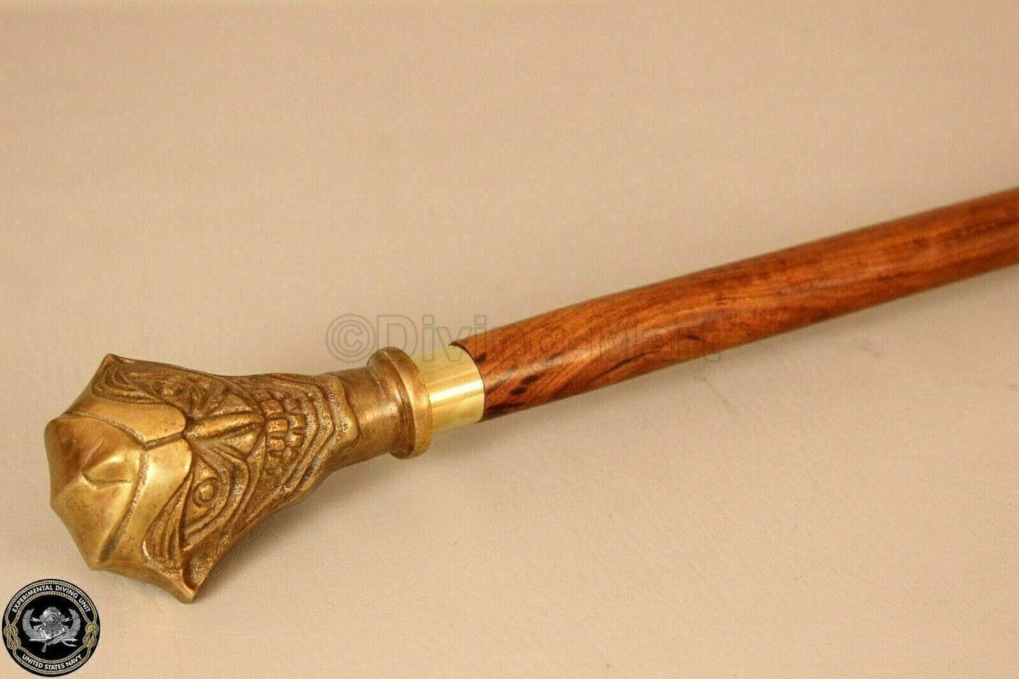 Antique Brass Handle Golden Joker Face Victorian Walking Stick Cane Replica Gift