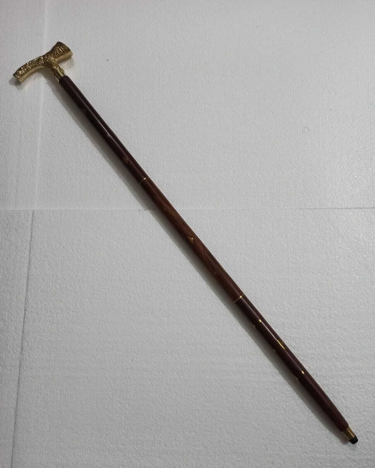 Victorian Brass Designer Handle Walking Stick Vintage Walking Cane Stick cane