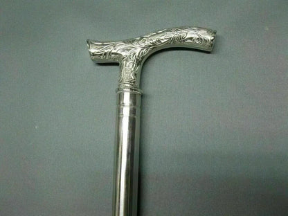 Handmade Noble Luxury Silver Steel Walking Stick Hiking Cane Fritz Gift Father