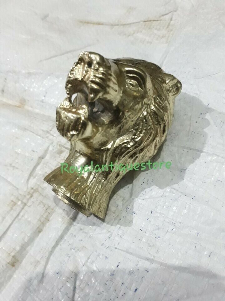 Victorian Solid Brass Lion Head Handle Only For Wooden Walking Stick Cane Gift