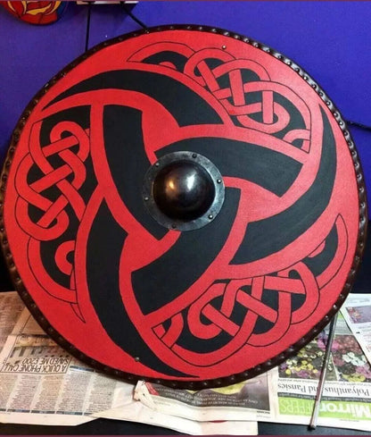 Viking Shield 22”Knob Pattern Viking Battle Ready Wooden Shield Best Gift