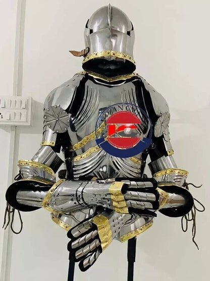 Medieval 18G Steel Knight Combat Halloween Gothic Wearable Half Body Armor Suit