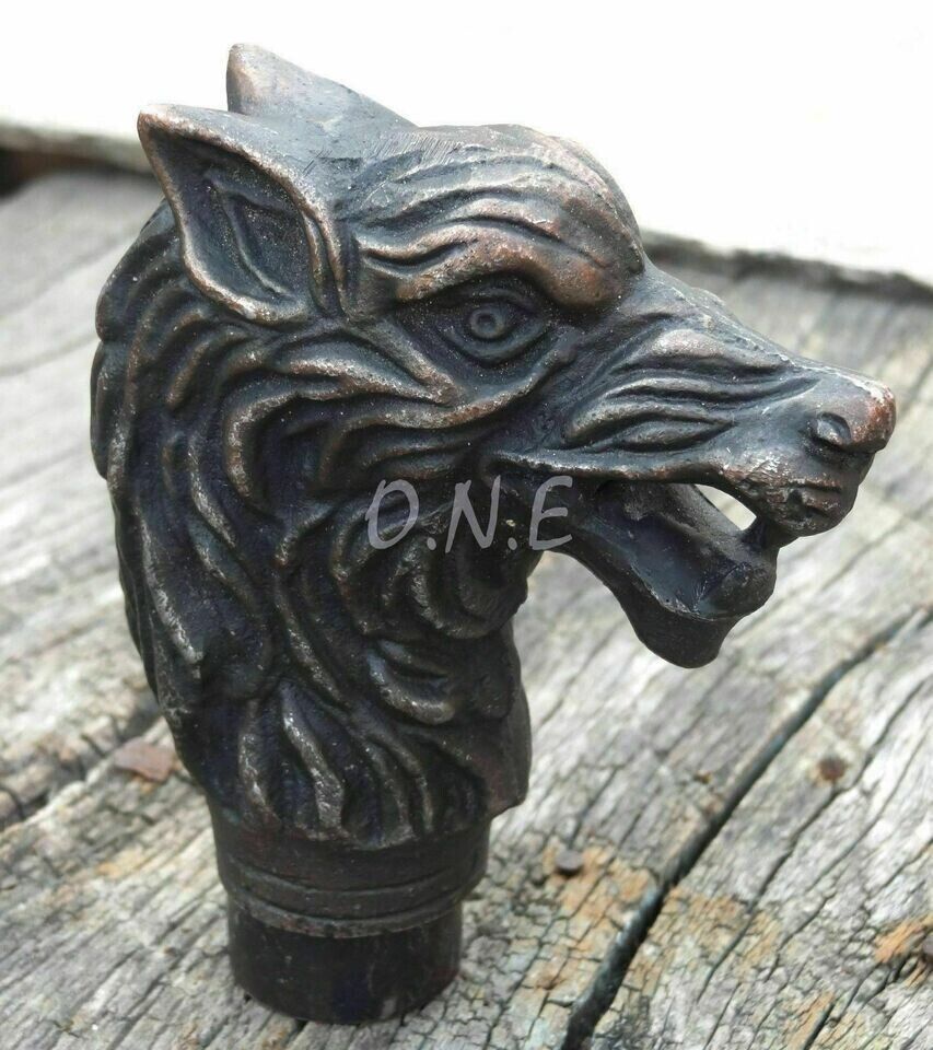 Antique wolf head Handle only For cane Walking Stick amazing Vintage best Gift