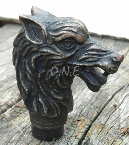 Antique wolf head Handle only For cane Walking Stick amazing Vintage best Gift